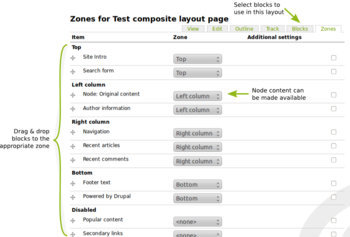 Screenshot of Composite Layouts interface